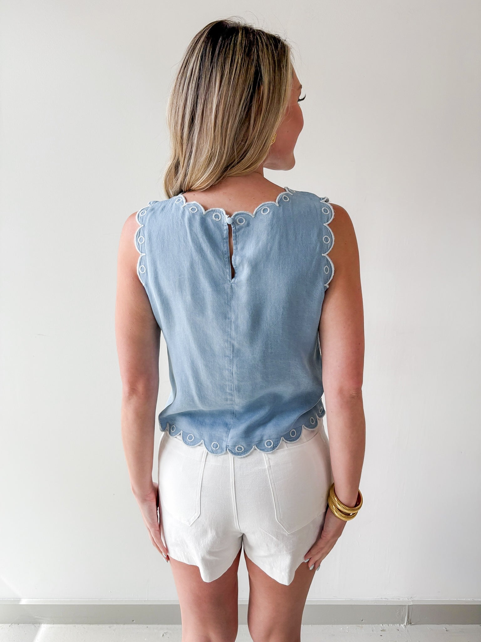 Chambray Printed Top
