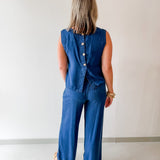 Chambray Top & Wide Leg Pants