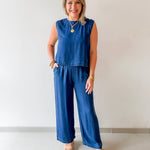 Chambray Top & Wide Leg Pants