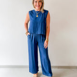 Chambray Top & Wide Leg Pants