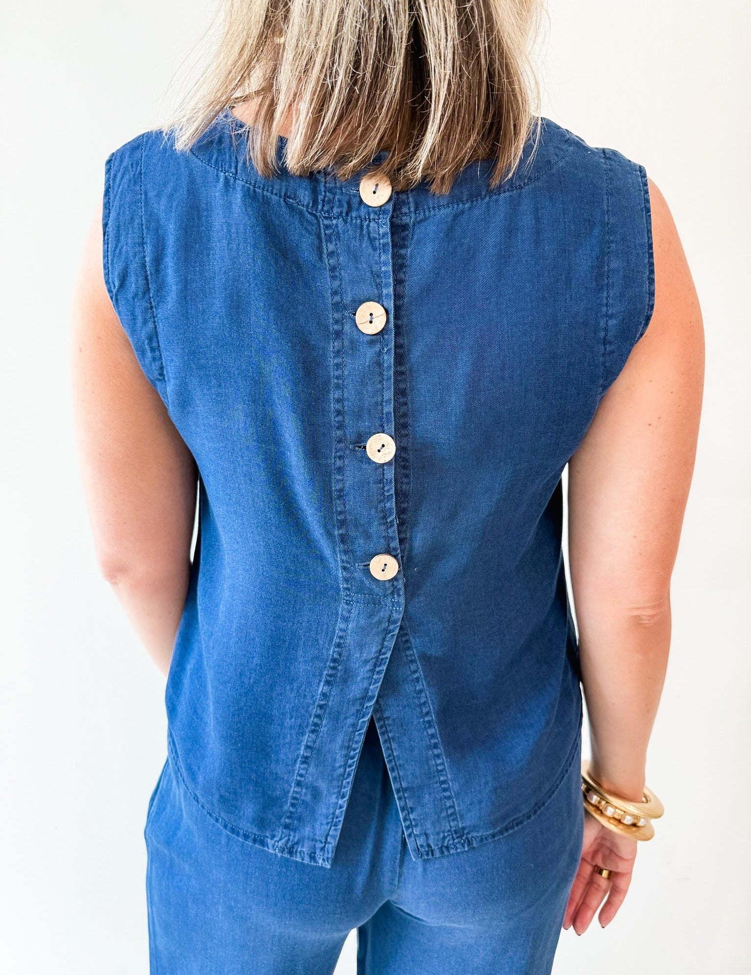 Chambray Top & Wide Leg Pants