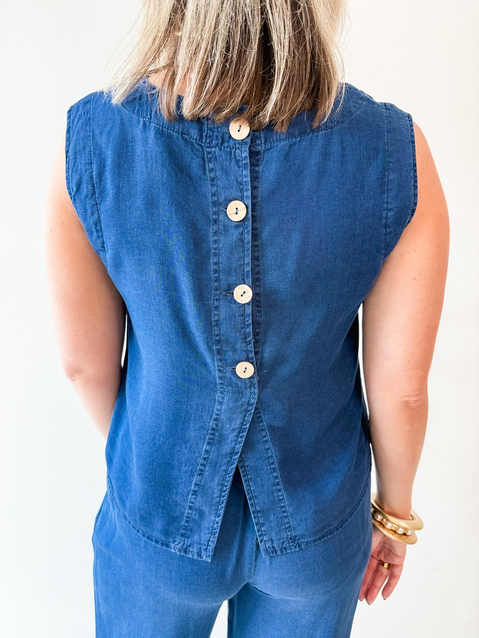 Chambray Top & Wide Leg Pants