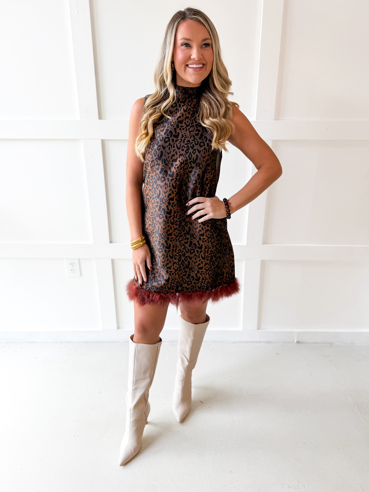 Cheetah Print Dress - Brown