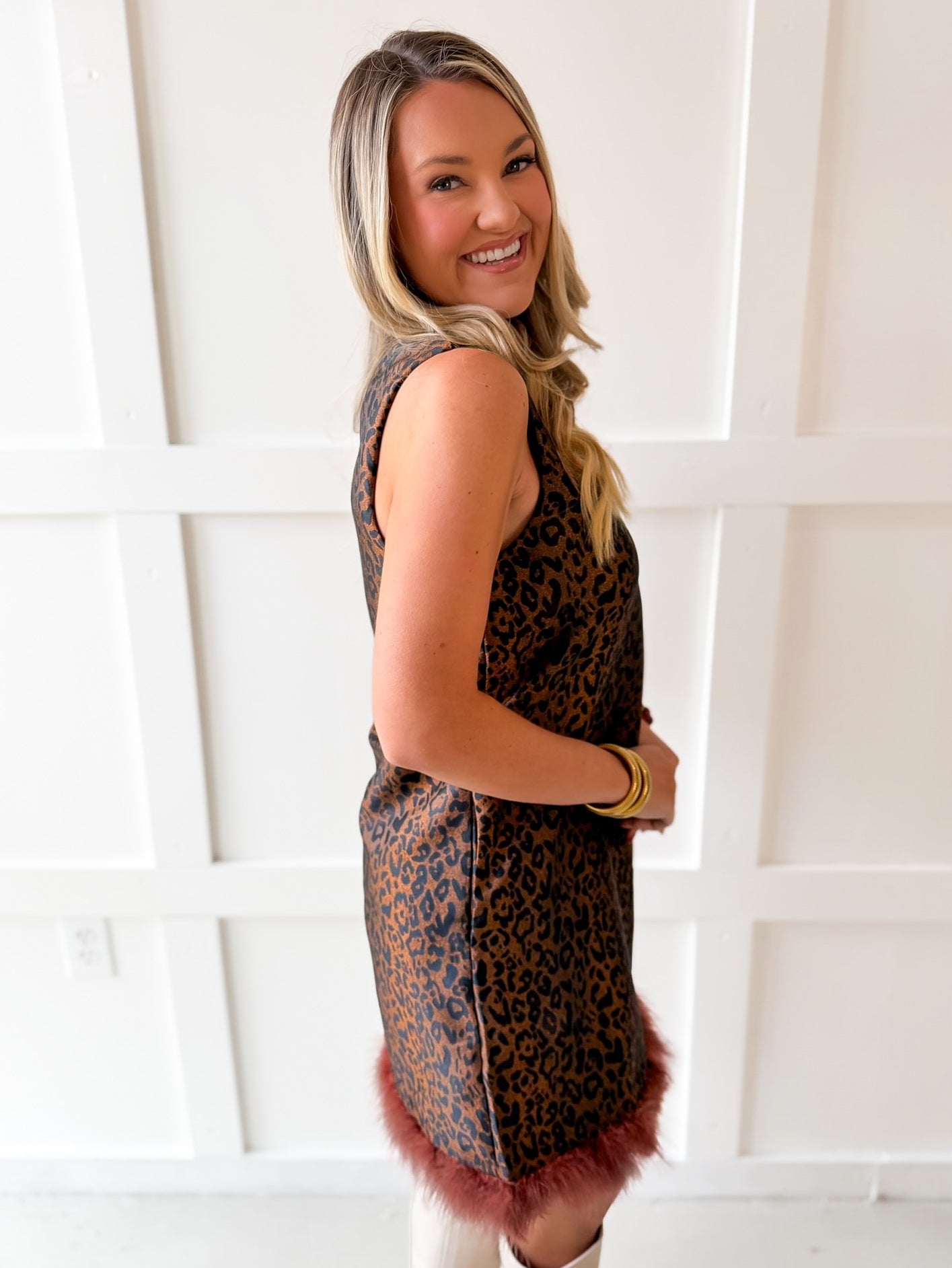 Cheetah Print Dress - Brown