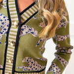 Cheetah Print V Neck Cardigan