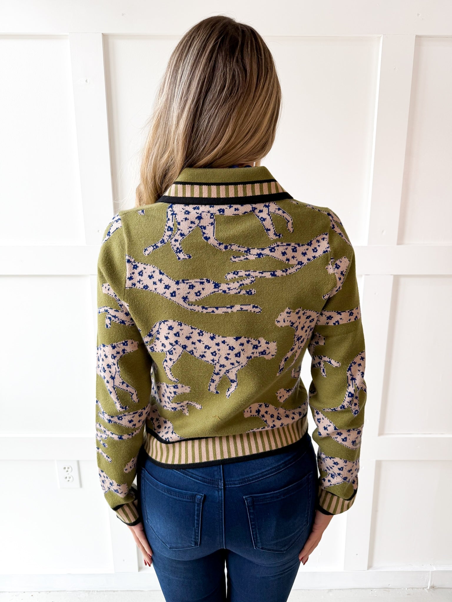Cheetah Print V Neck Cardigan