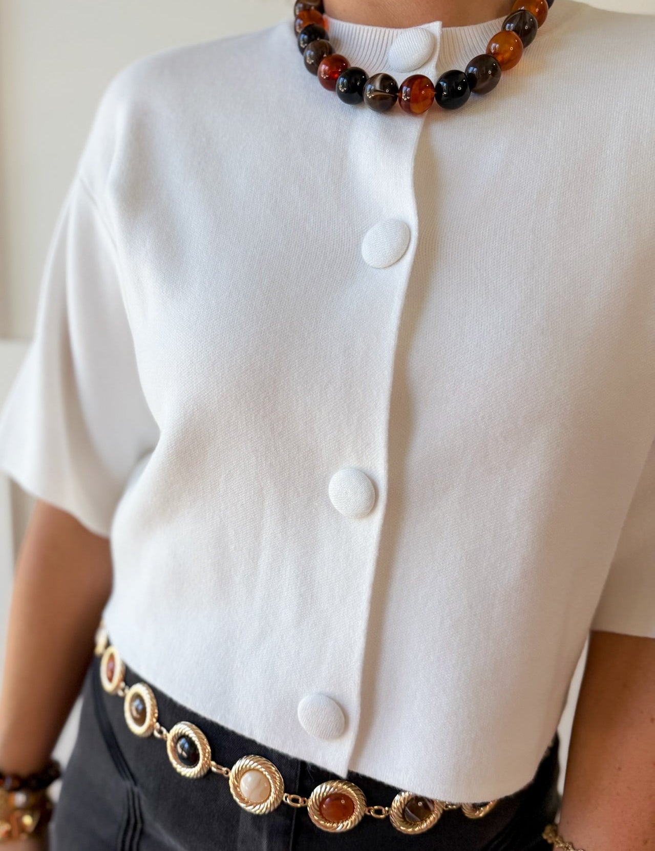 Chunky Button Knit Cardigan Top