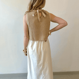 Chunky Sweater Twofer Midi Dress - Latte/Cream