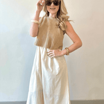 Chunky Sweater Twofer Midi Dress - Latte/Cream