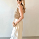 Chunky Sweater Twofer Midi Dress - Latte/Cream