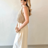 Chunky Sweater Twofer Midi Dress - Latte/Cream