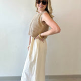 Chunky Sweater Twofer Midi Dress - Latte/Cream