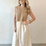 Chunky Sweater Twofer Midi Dress - Latte/Cream