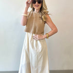 Chunky Sweater Twofer Midi Dress - Latte/Cream