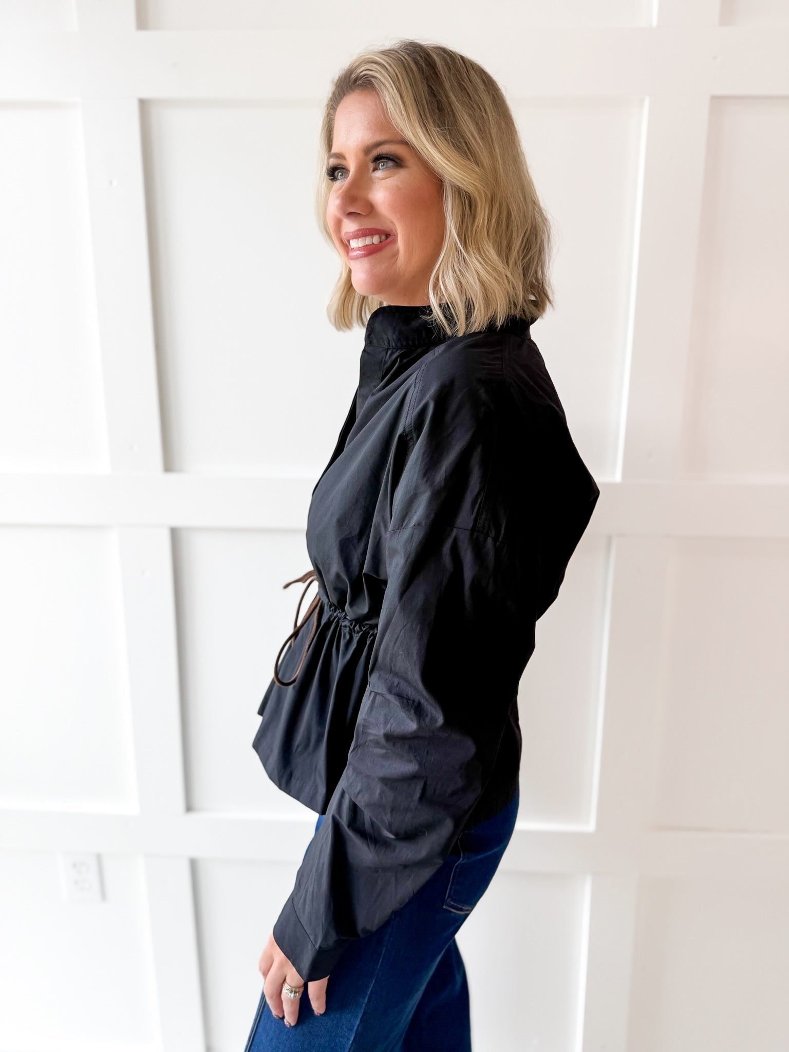 Cinched Oversized Top- Black