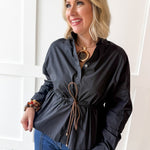 Cinched Oversized Top- Black
