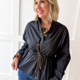 Cinched Oversized Top- Black