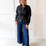 Cinched Oversized Top- Black