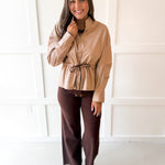 Cinched Oversized Top- Camel