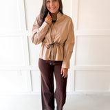 Cinched Oversized Top- Camel