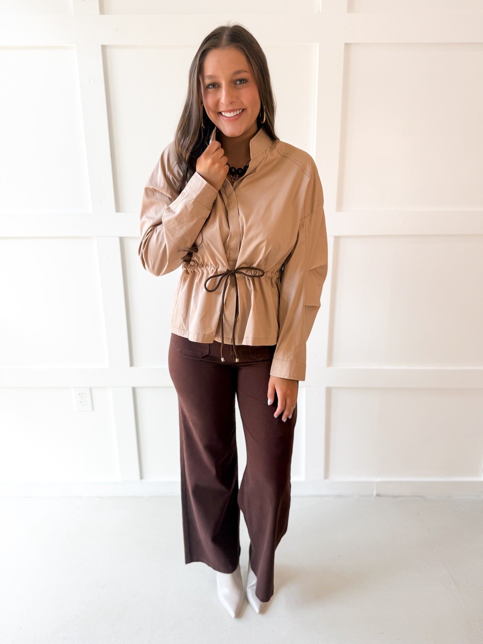 Cinched Oversized Top- Camel