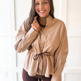 Cinched Oversized Top- Camel