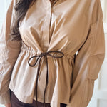 Cinched Oversized Top- Camel