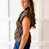 Cinched Waist Chocolate Top