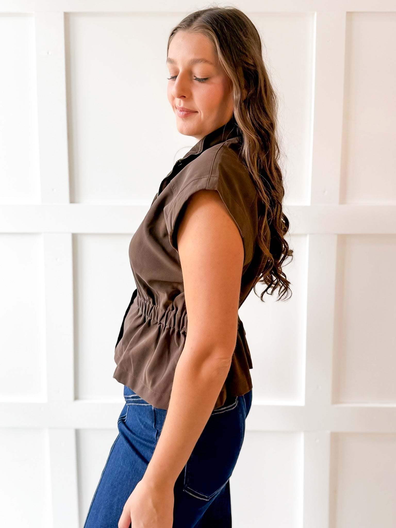 Cinched Waist Chocolate Top