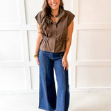 Cinched Waist Chocolate Top