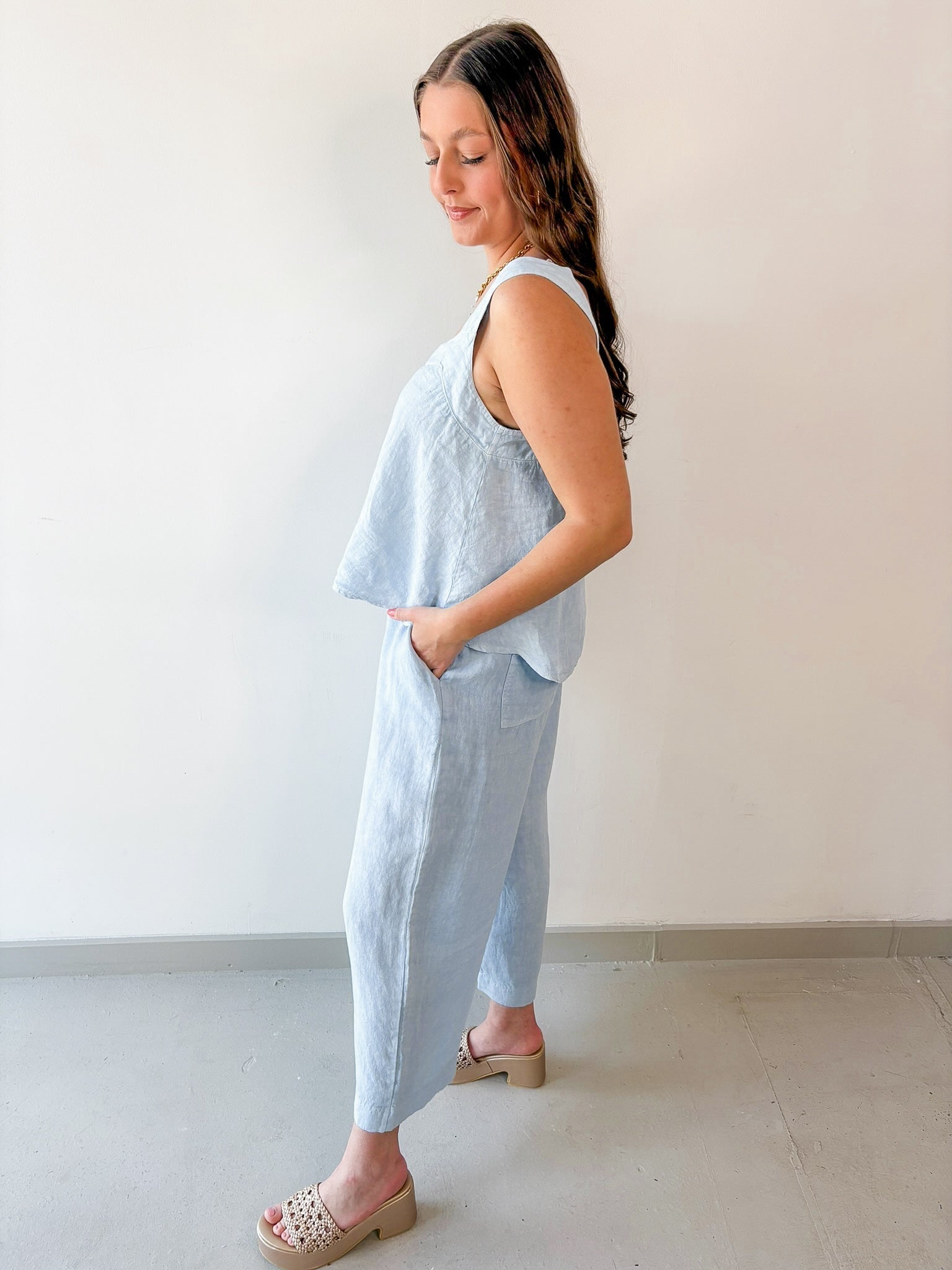 Classic Linen Pants - Blue