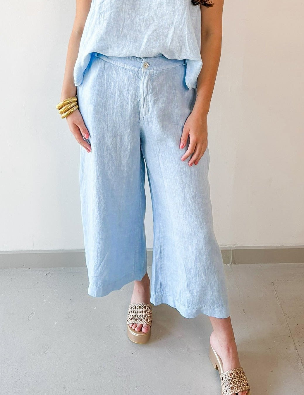 Classic Linen Pants - Blue