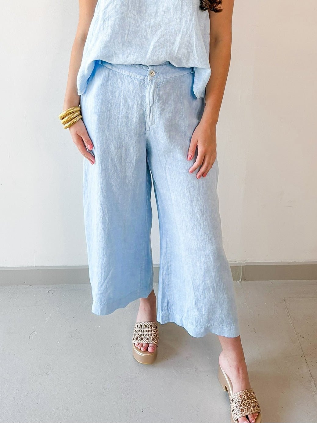 Classic Linen Pants - Blue