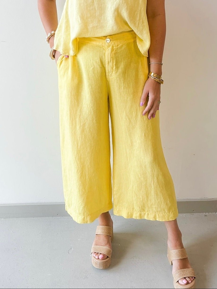 Classic Linen Pants - Yellow