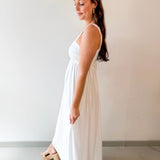Coastal Bride Empire Belted Dress
