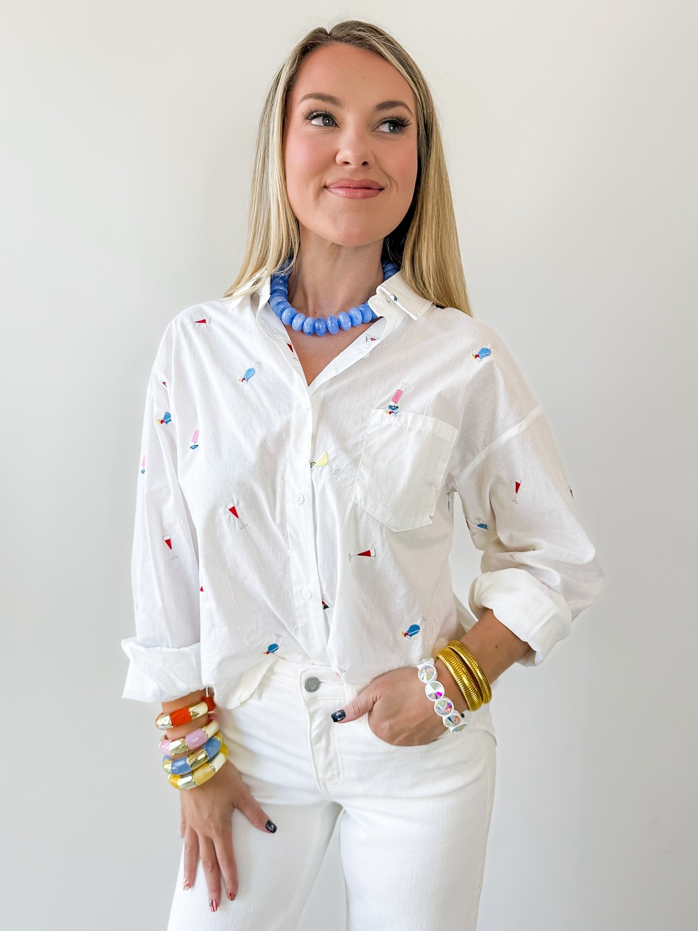 Cocktail Details Buttoned Shirt