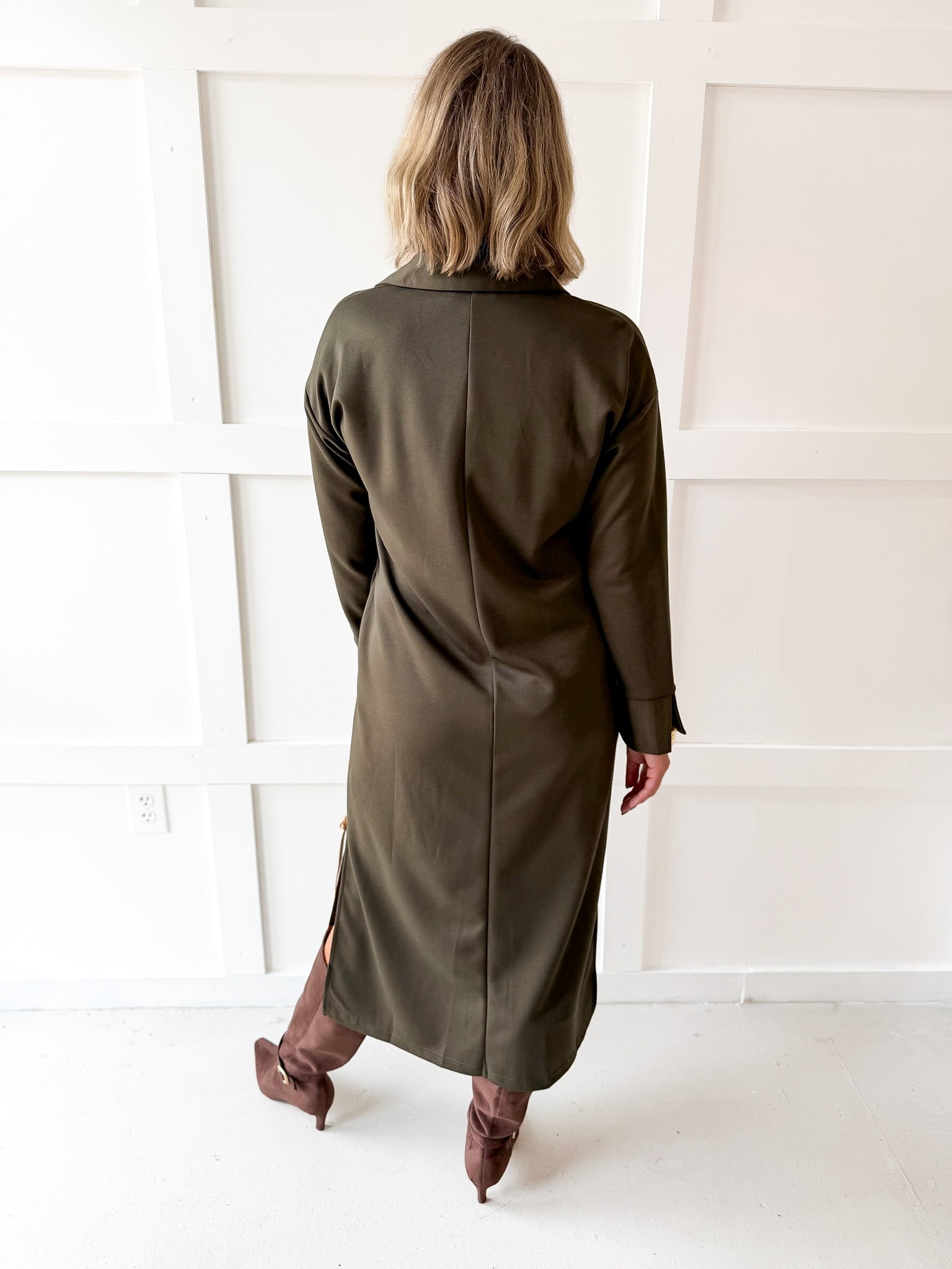 Collar Maxi Dress - Olive