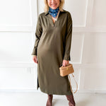 Collar Maxi Dress - Olive
