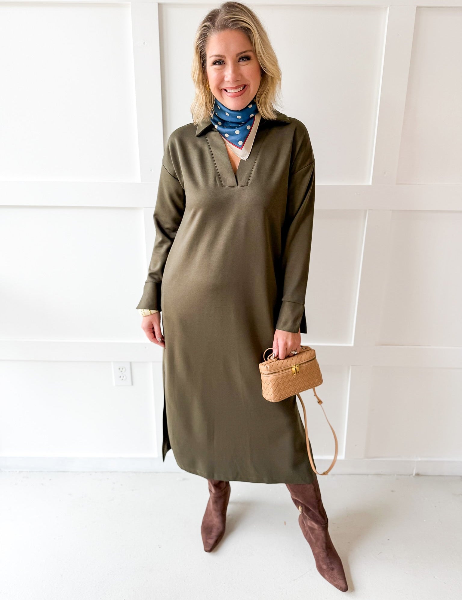 Collar Maxi Dress - Olive