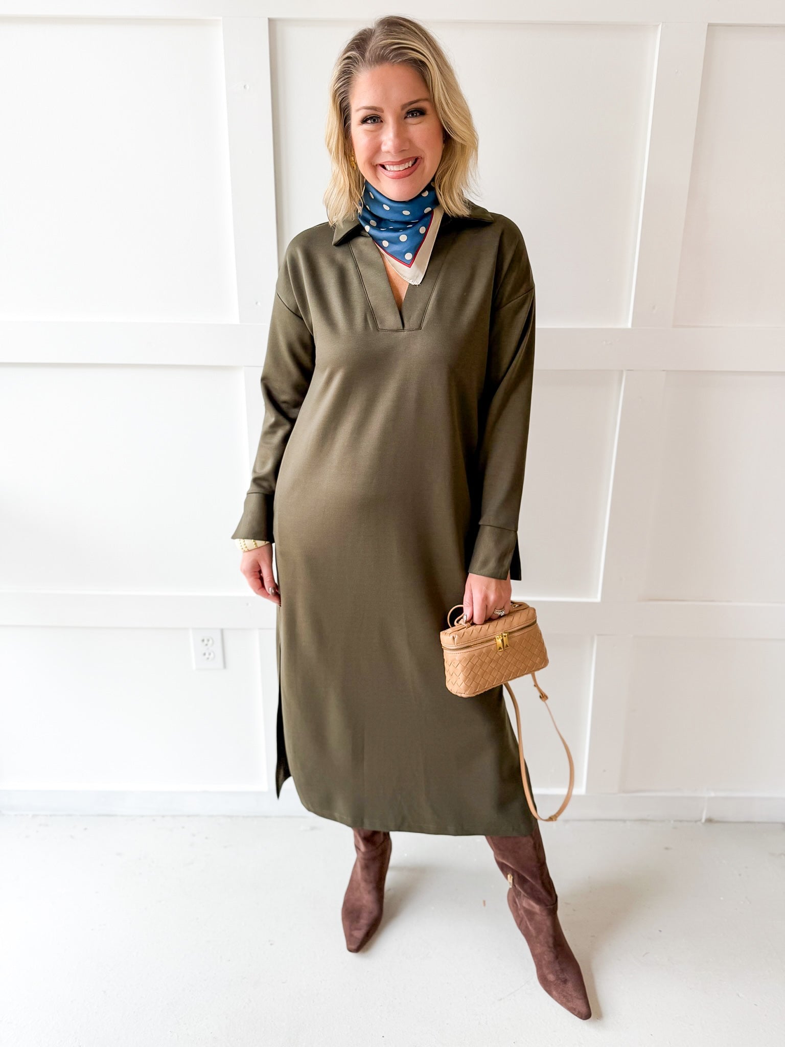 Collar Maxi Dress - Olive