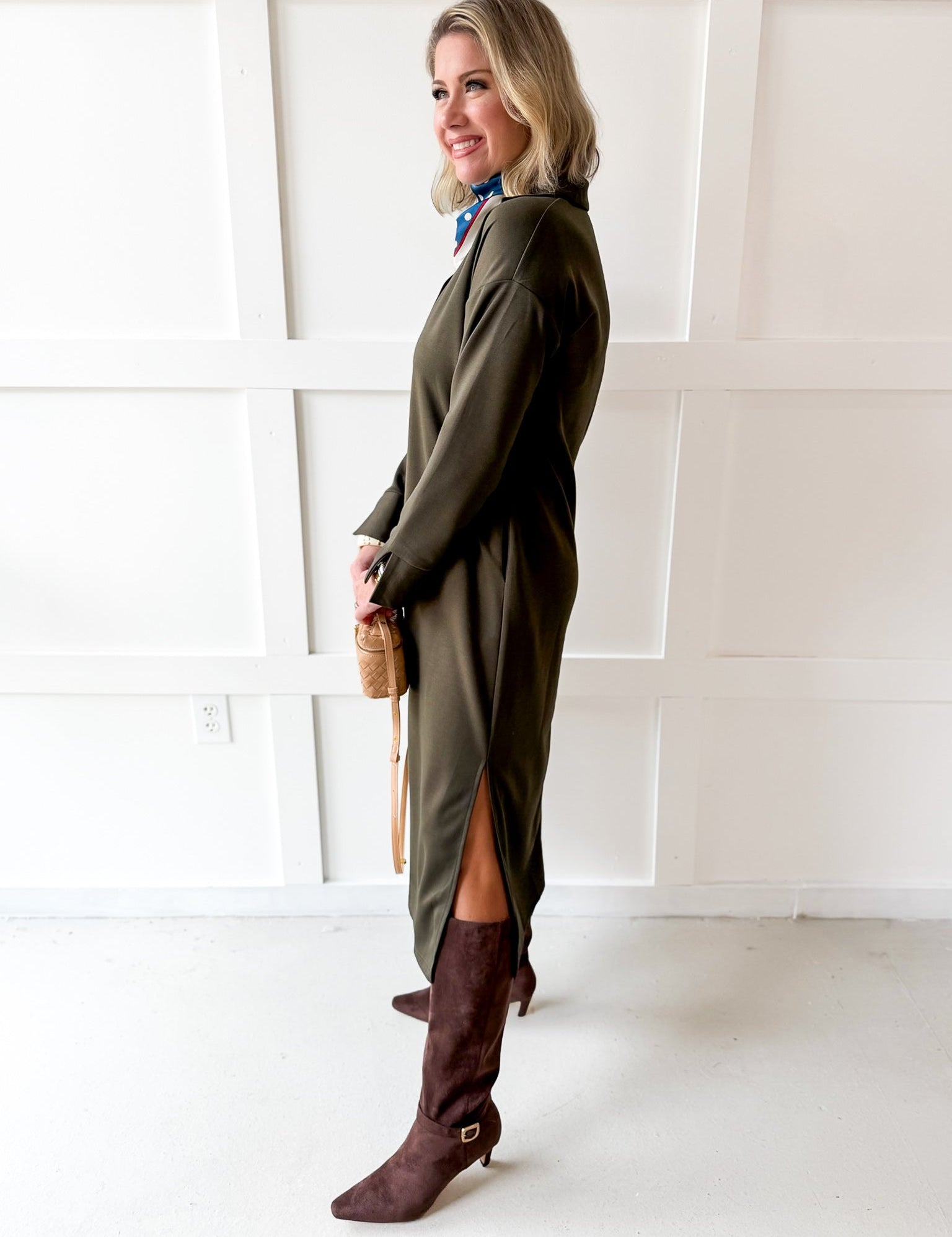 Collar Maxi Dress - Olive