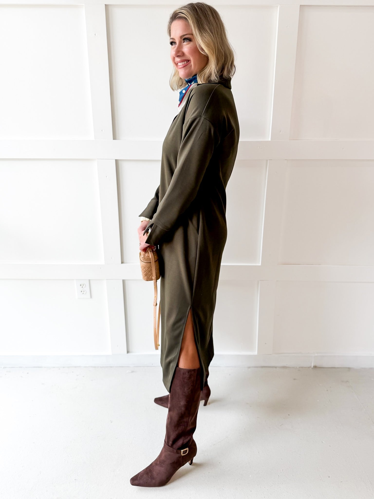 Collar Maxi Dress - Olive