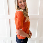 Collared Button Up Cardigan - Rust