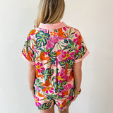 Collared Contrast Top & Short Set