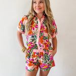 Collared Contrast Top & Short Set