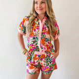 Collared Contrast Top & Short Set
