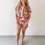 Collared Contrast Top & Short Set