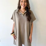 Collared Cotton Mini Dress