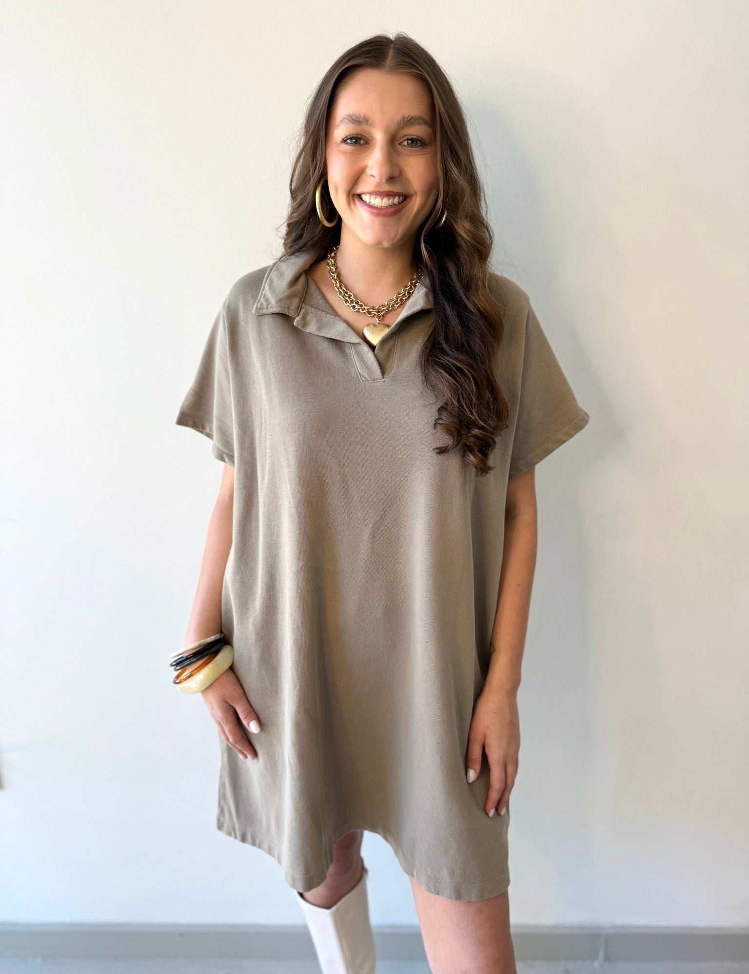 Collared Cotton Mini Dress