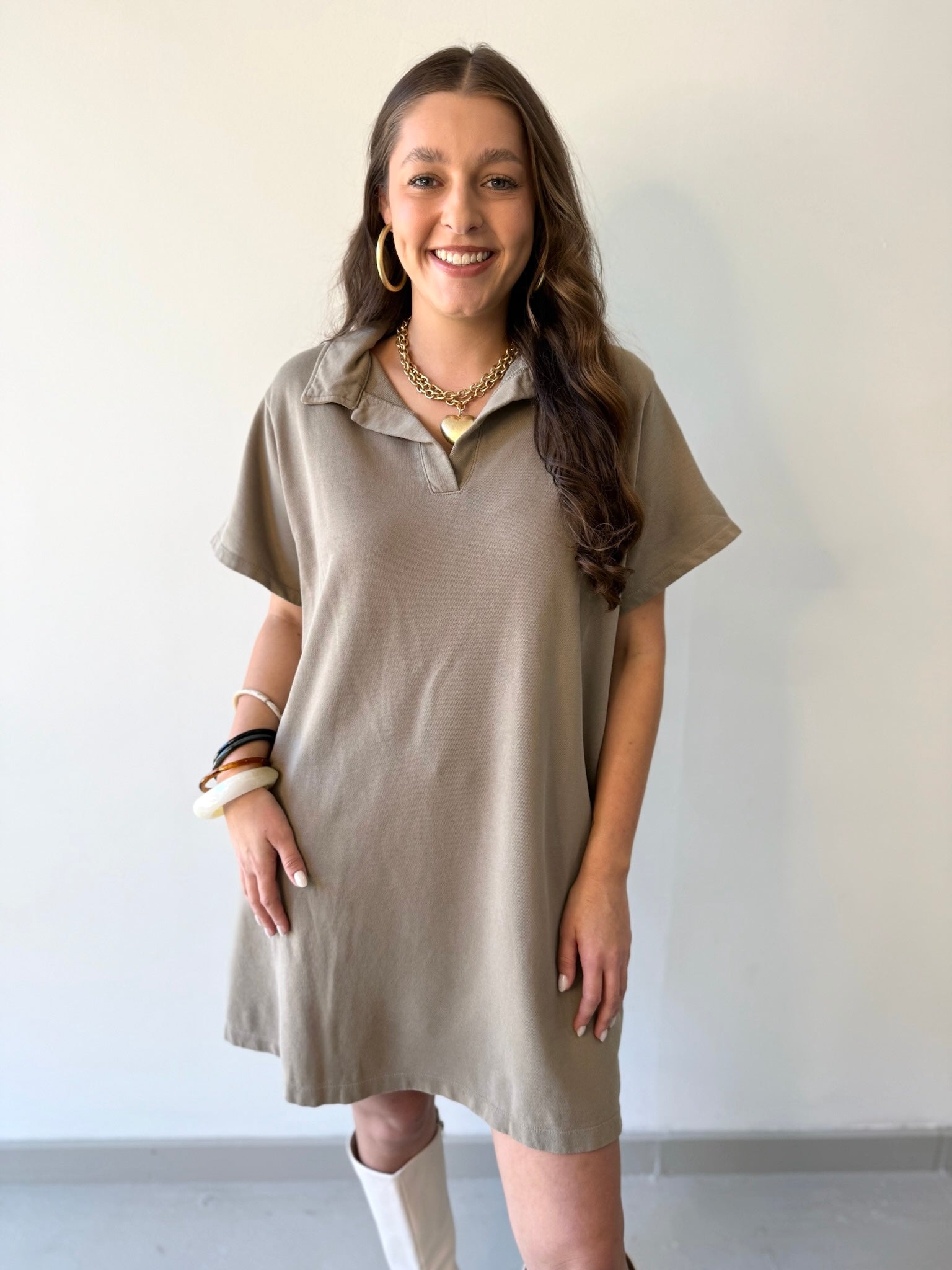 Collared Cotton Mini Dress